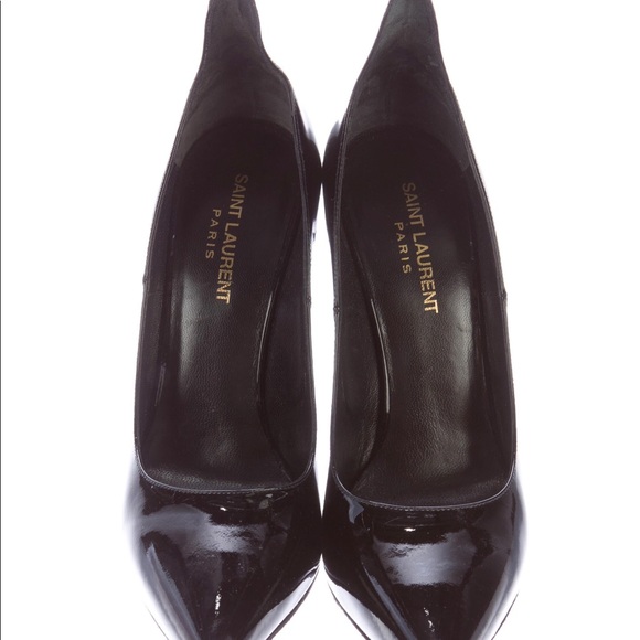 Saint Laurent Pointed-Toe Patent Leather Pumps - Picture 3 of 5